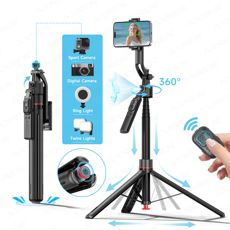 Selfie Stick Tripod - TT07 KI-Gesichtsverfolgungs-Gimbal 69 Zoll ausziehbarer Selfie-Stick