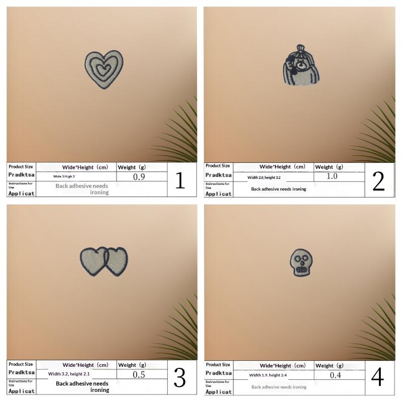 Phone Accessories - 1 Set Herz-Katzen-Totenkopf-Vögel Bestickte Aufnäher für
