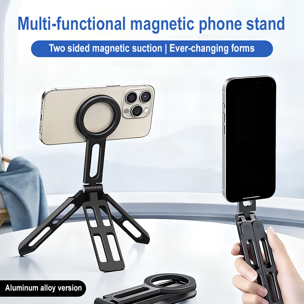 Selfie Stick Tripod - Magnetischer Handyhalter Vierachsig 360° ° Drehbarer,